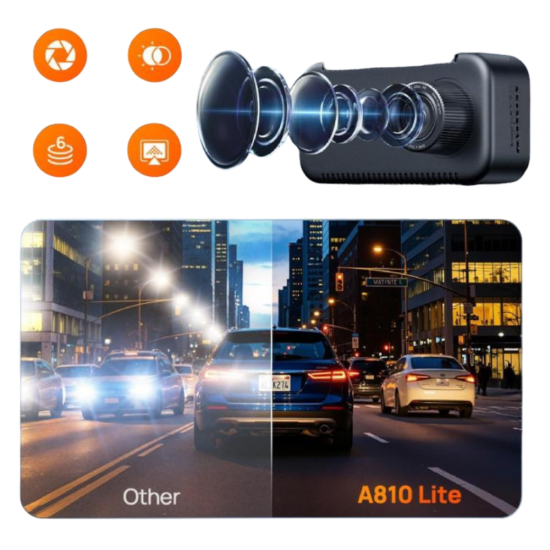 70mai - داش كام A810 Lite 4k اماميه 4k خلفيه 1080