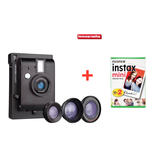 LOMOGRAPHY - كاميرة لومو فورية مع 3 عدسات اسود
