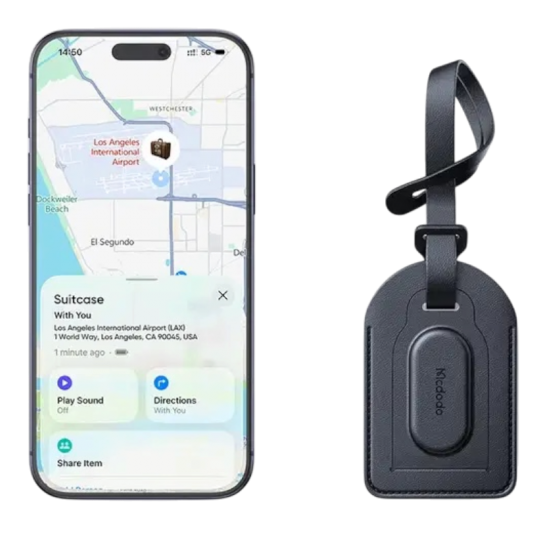 MCDODO - تاق شنطة ذكي مدمج إير تاغ   Apple FIND MY  اسود