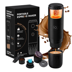 PORTABLE - ماكينة تحضير قهوة اسبريسو محموله اسود 