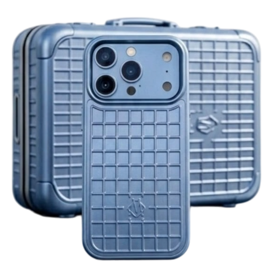 RIMOWA - كفر ايفون 17- 18 ريموا ستيل سماوي