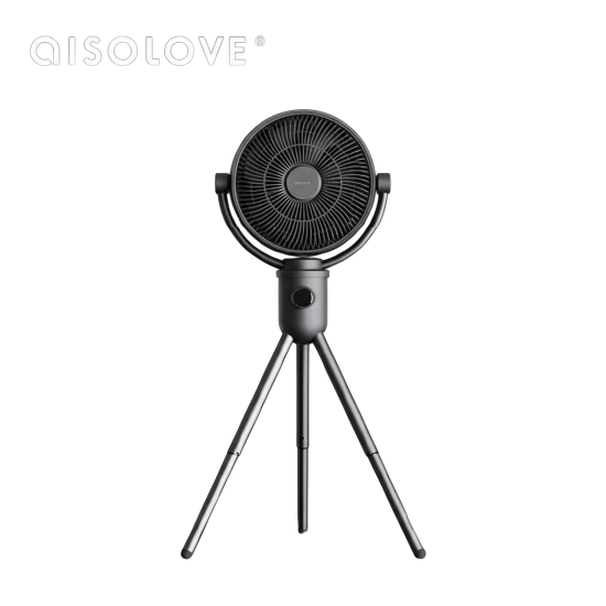 AISOLOE - مروحة F12 محموله مع اضاءة LED ابيض- اسود