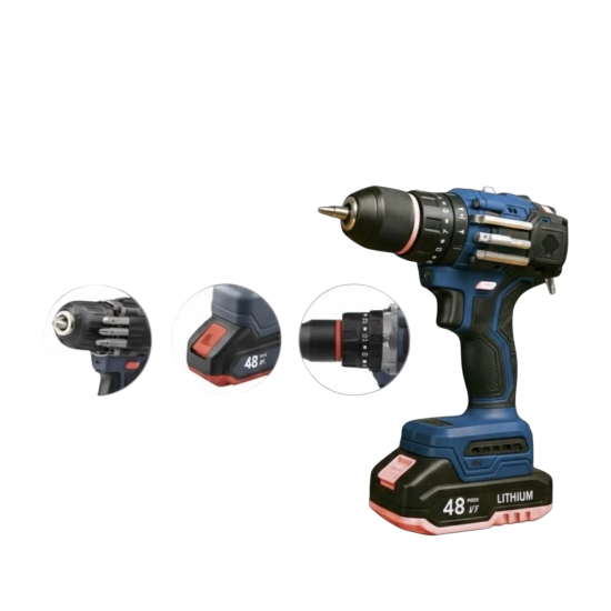 DUNLANDI - مجموعة دريل لاسلكي 48 فولت بقوة 700 واط بطاريتان ليثيوم