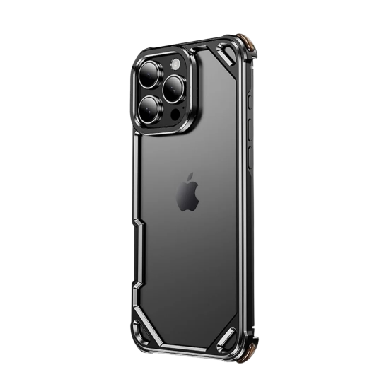 إطار معدني بتصميم عصري من الألومنيوم اسود ايفون 15-16