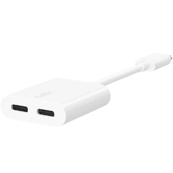 وصلة روك ستار محول USB=C صوت+ محول شحن USB=C اسود-ابيض