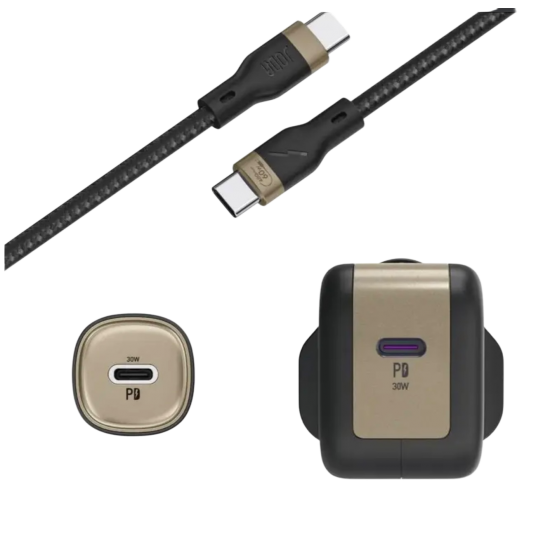 بكج شواحن 3 في 1 شاحن جداري+ فيس سياره وسلك تايب سي قوة 30W من جودا