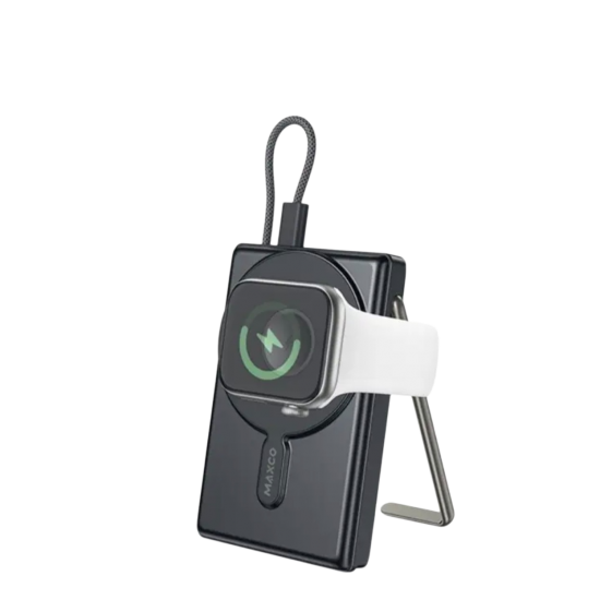 بور بانك شحن لا سلكي للجوال والسماعه والساعه  10 الف امبير بقوة 38.5W من MAXCO - اسود