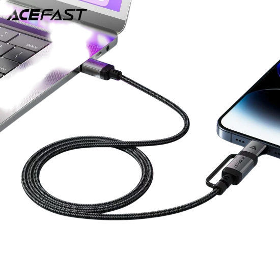 سلك شاحن تايب سي الى تايب سي لايتنق قوة 60w من AceFast قماش طول 1m