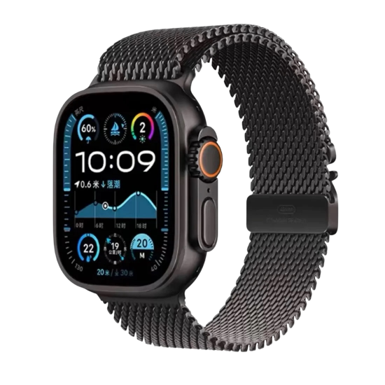 سوار ساعة ابل مقاس 42-44-45-46-49 استايل ستيل اسود