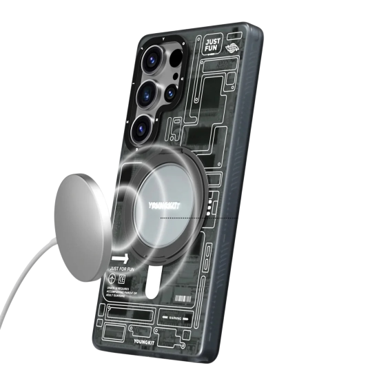 كفر YOUNGKIT S24/S25 ULTRA بتصميم عصري اسود