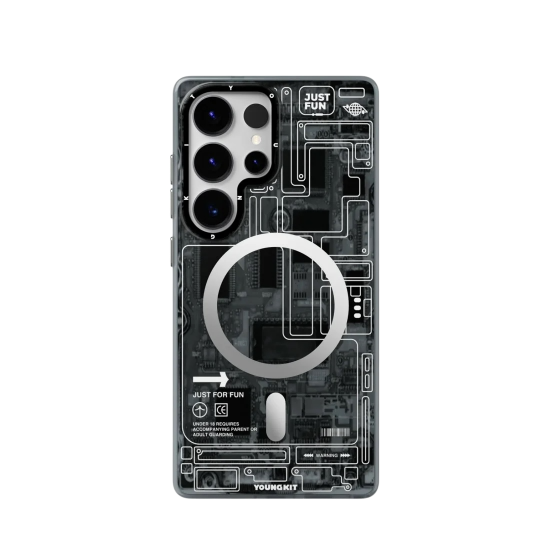 كفر YOUNGKIT S24/S25 ULTRA بتصميم عصري اسود