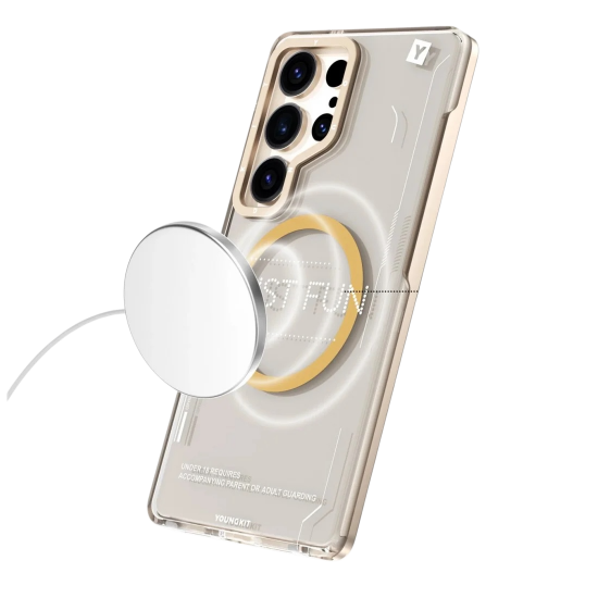 كفر YOUNGKITS25 ULTRA JUST FUN بتصميم عصري شفاف تيتانيوم صحراوي