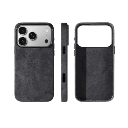 كفر ايفون 17 برو ماكس  alcantara Leather من A-CASE اسود