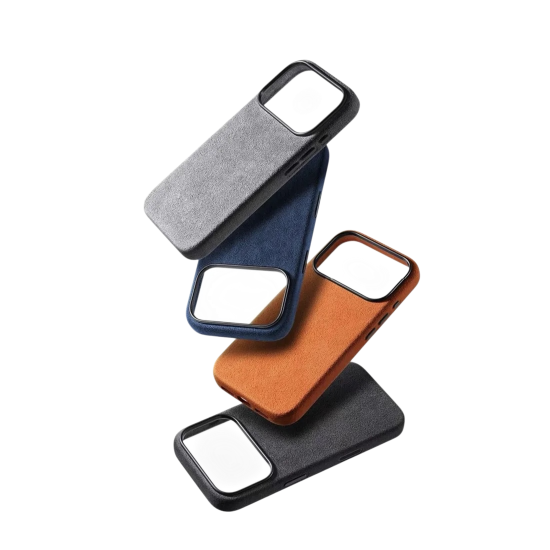 كفر ايفون 17 برو ماكس  alcantara Leather من A-CASE اسود