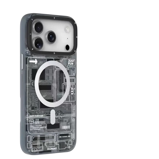 كفر ايفون 17 تصميم رسومات عصريه من YOUNGKIT اسود