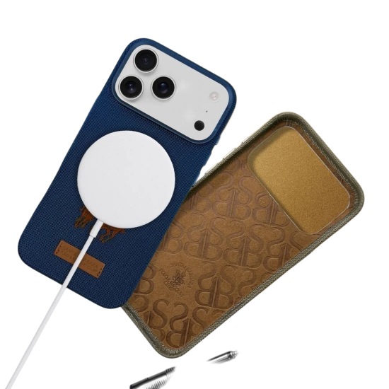 كفر ايفون 17 قماش باربرا ماج سيف  من بولو  ازرق