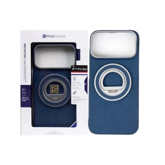 كفر ايفون 17 كاربون فايبر 0.35 سليم  مسكة ماج سيف من FACE DESIGN  كحلي