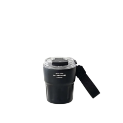 كوب حراري محمول اسود بغطاء شفاف - SITARAYURI