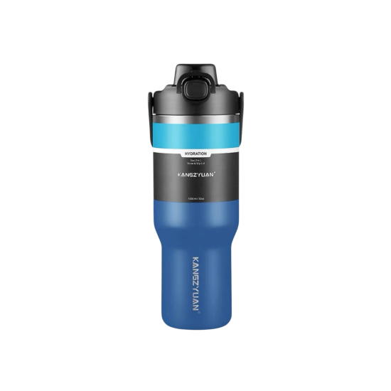 مق ترمس بارد حار 1000ML مقاوم للصداء من KANGZYUAN ازرق