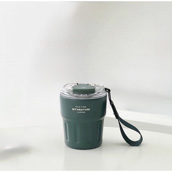 كوب حراري محمول زيتي بغطاء شفاف - SITARAYURI