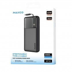 بور بانك شحن سريع  20 الف امبير بقوة 65W من MAXCO - اسود  بور بانك شحن سريع  20 الف امبير بقوة 65W من MAXCO - اسود