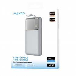 بور بانك شحن سريع  20 الف امبير بقوة 65W من MAXCO - سلفر  بور بانك شحن سريع  20 الف امبير بقوة 65W من MAXCO - سلفر