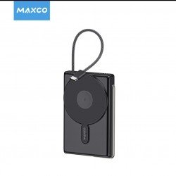 بور بانك شحن لا سلكي للجوال والسماعه والساعه  10 الف امبير بقوة 38.5W من MAXCO - اسود  بور بانك شحن لا سلكي للجوال والسماعه والساعه  10 الف امبير بقوة 38.5W من MAXCO - اسود