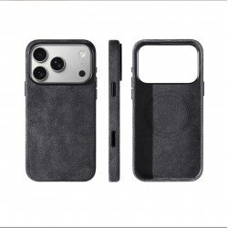 كفر ايفون 17 برو ماكس  alcantara Leather من A-CASE اسود