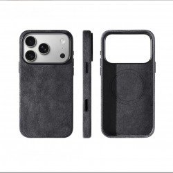 كفر ايفون 17 برو ماكس  alcantara Leather من A-CASE اسود