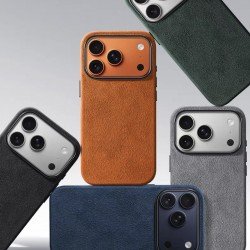 كفر ايفون 17 برو ماكس  alcantara Leather من A-CASE اسود