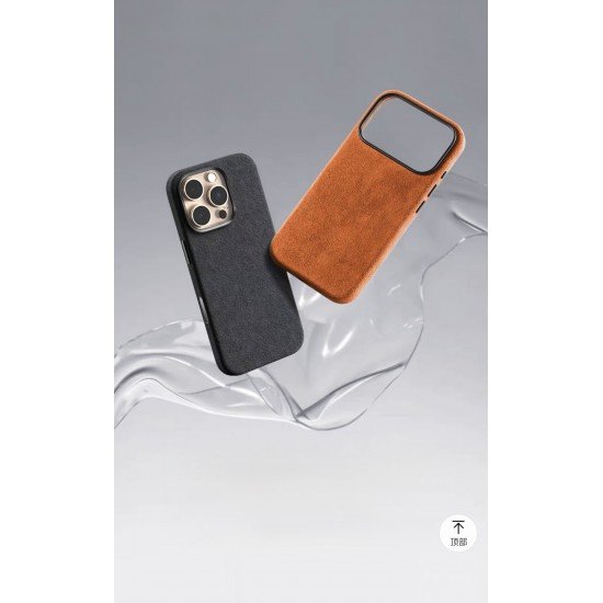 كفر ايفون 17 برو ماكس  alcantara Leather من A-CASE كحلي