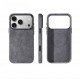 كفر ايفون 17 برو ماكس  alcantara Leather من A-CASE رصاصي