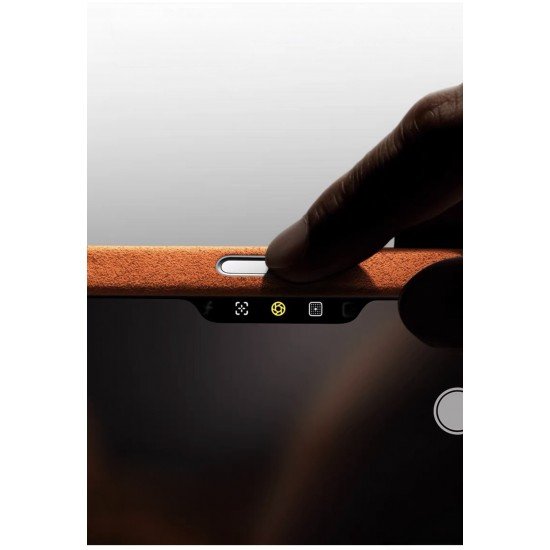 كفر ايفون 17 برو ماكس  alcantara Leather من A-CASE برتقالي كوني