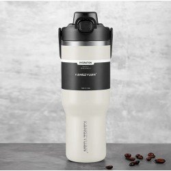 مق ترمس بارد حار 1000ML مقاوم للصداء من KANGZYUAN ابيض