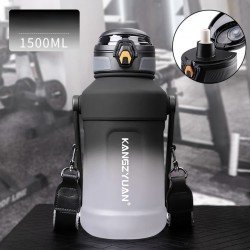 مق ترمس للماء والمشروبات البارده 1500ML من KANGZYUAN ابيض-اسود