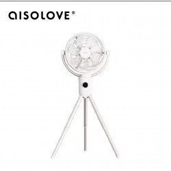 AISOLOE - مروحة F12 محموله مع اضاءة LED ابيض- اسود