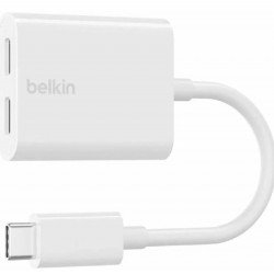 وصلة روك ستار محول USB=C صوت+ محول شحن USB=C اسود-ابيض  وصلة روك ستار محول USB=C صوت+ محول شحن USB=C اسود-ابيض