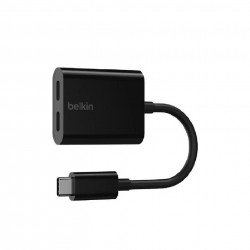 وصلة روك ستار محول USB=C صوت+ محول شحن USB=C اسود-ابيض  وصلة روك ستار محول USB=C صوت+ محول شحن USB=C اسود-ابيض