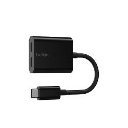  وصلة روك ستار محول USB=C صوت+ محول شحن USB=C اسود-ابيض