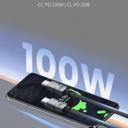 سلك شاحن  توبي USB-c+نقل بيانات بقوة 100w من ماركة 2BE سلك شاحن  توبي USB-c+نقل بيانات بقوة 100w من ماركة 2BE