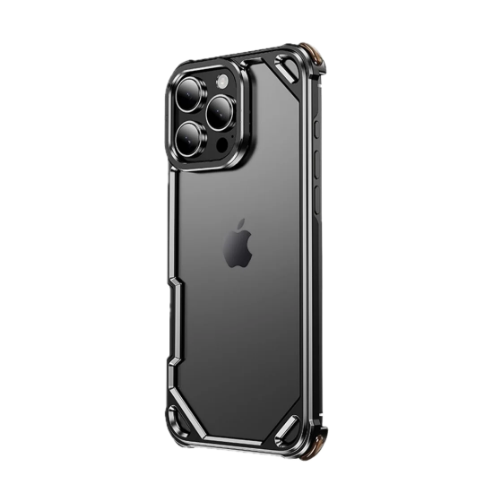 إطار معدني بتصميم عصري من الألومنيوم اسود ايفون 15-16