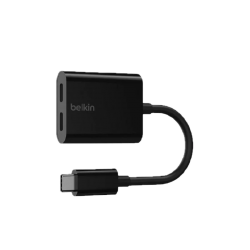  وصلة روك ستار محول USB=C صوت+ محول شحن USB=C اسود-ابيض