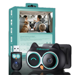 اوتو كاست - محول CarPlay اللاسلكي+كاميرا المقعد الخلفي للسيارة 150 ° بجودة 1080P 