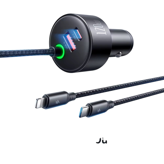 Mcododo - شاحن سيارة مدمج سلك مزدوج + منفذين شحن بقوة 120W