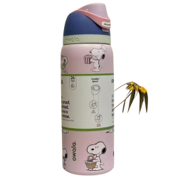 OWALA - مق ستانلس ستيل 24oz بتصميم SNOOPY PINK
