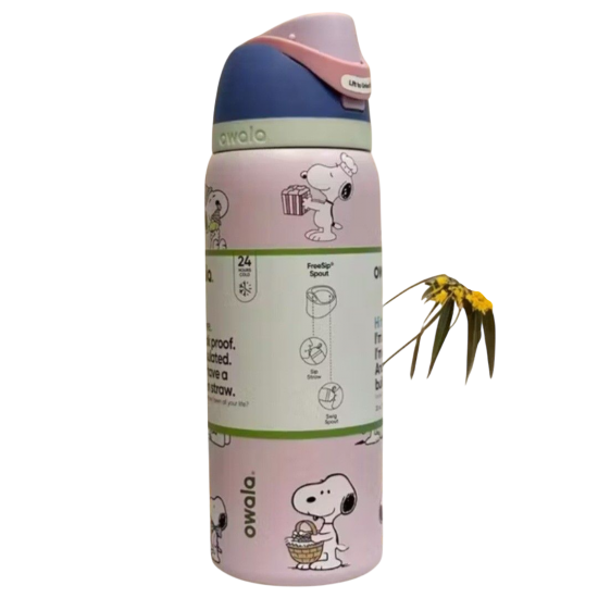 OWALA - مق ستانلس ستيل 24oz بتصميم SNOOPY PINK