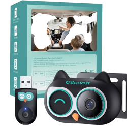 اوتو كاست - محول CarPlay اللاسلكي+كاميرا المقعد الخلفي للسيارة 150 ° بجودة 1080P 